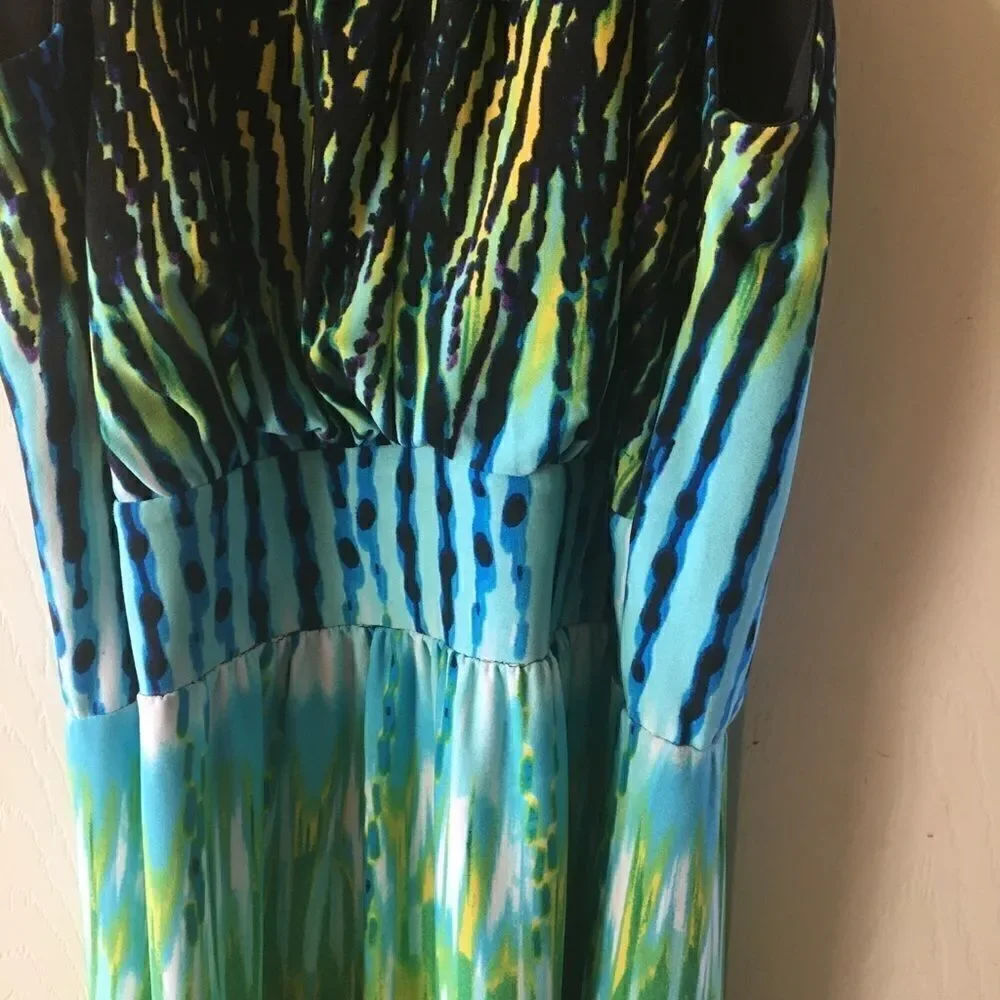 Saint Tropez West Multicolor Blue Green Black Maxi Dress